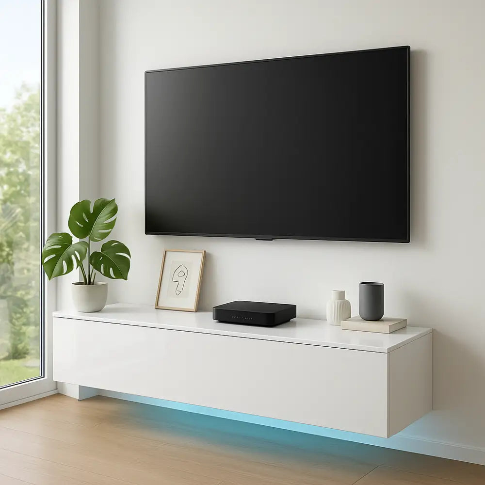 Meuble TV blanc suspendu - Meuble TV