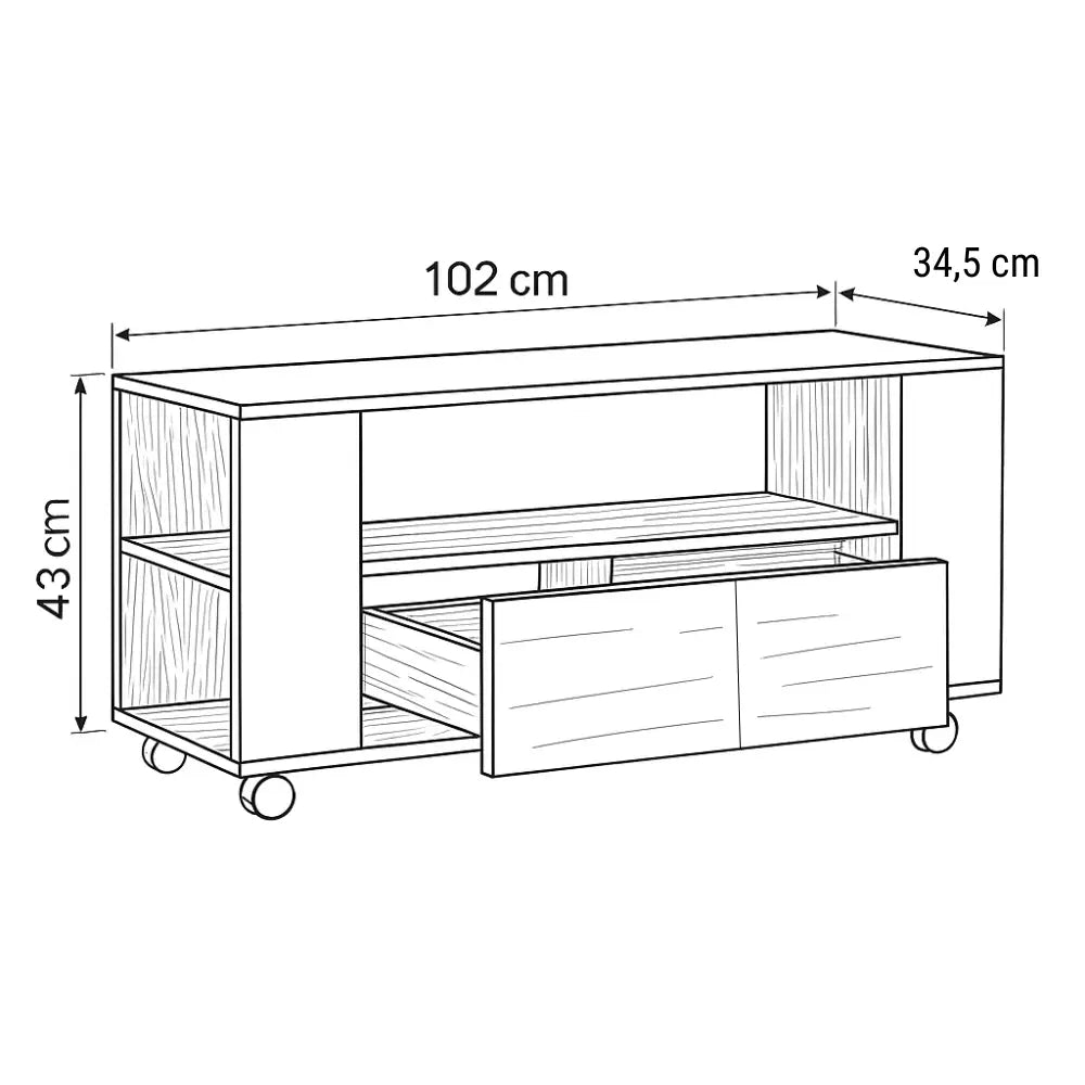 Meuble TV en bois à roulettes - Meuble TV