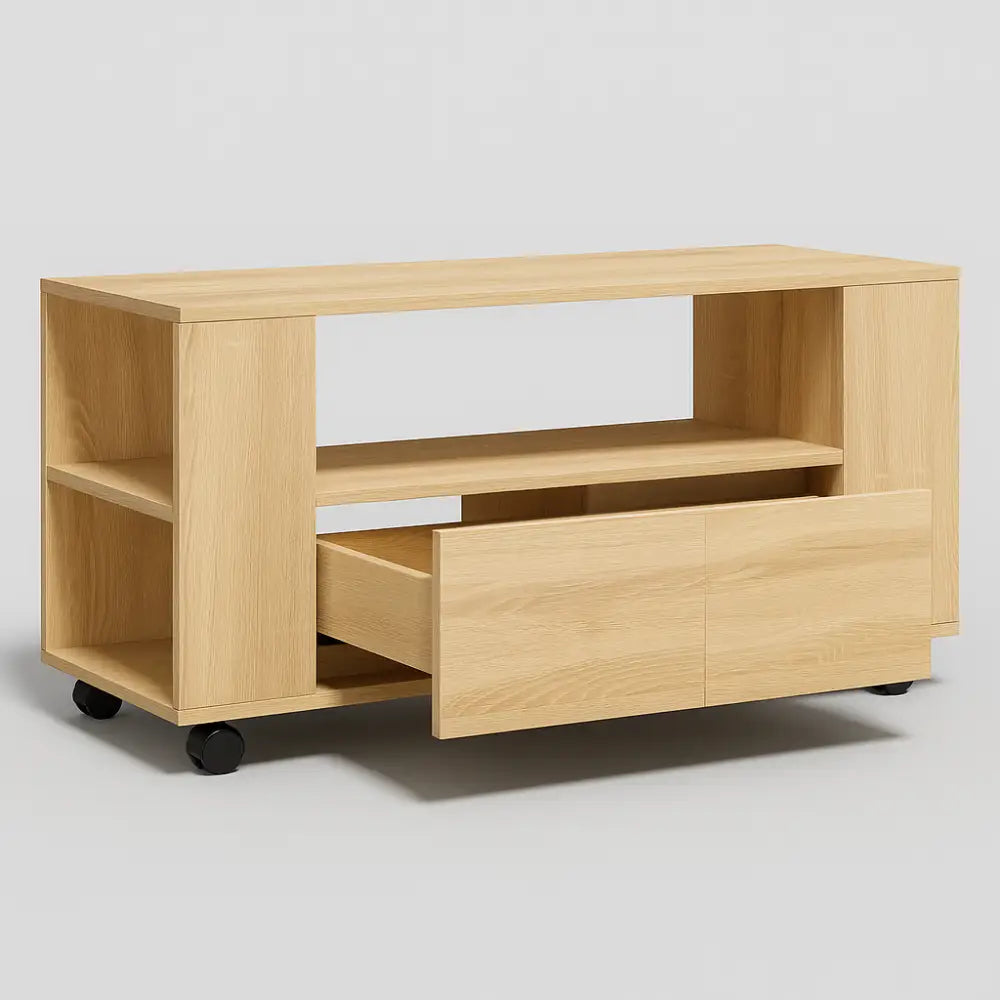 Meuble TV en bois à roulettes - Meuble TV