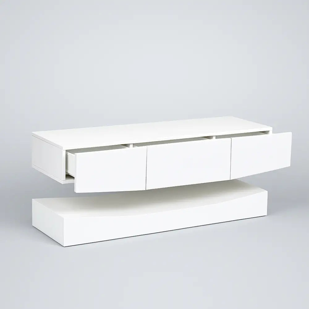 Meuble TV suspendu blanc brillant - Meuble TV