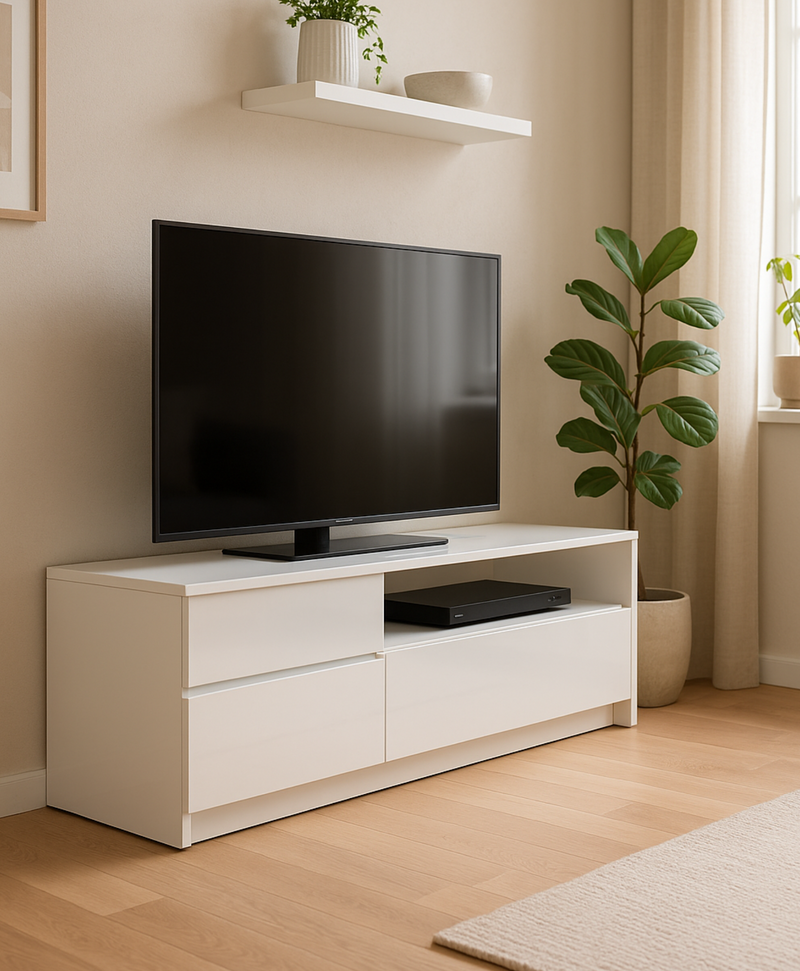 Meuble TV blanc laqué