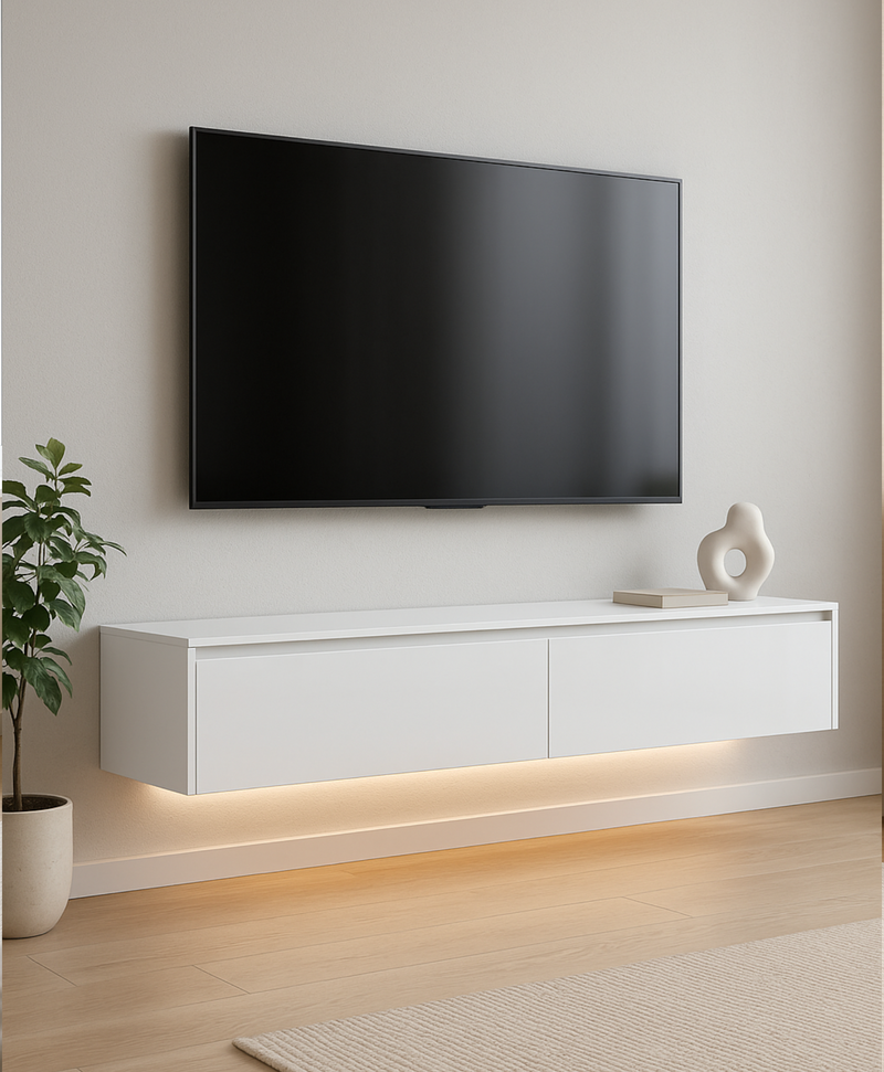 Meuble TV suspendu blanc