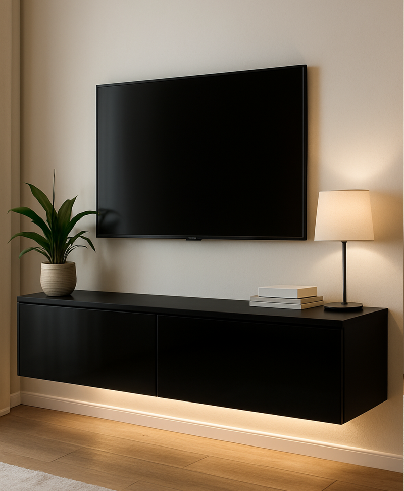 Meuble TV suspendu noir