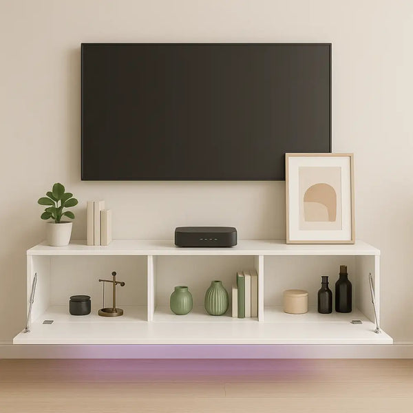 Meuble TV blanc suspendu - Meuble TV