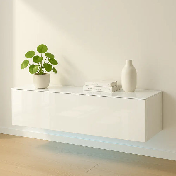 Meuble TV blanc suspendu - Meuble TV