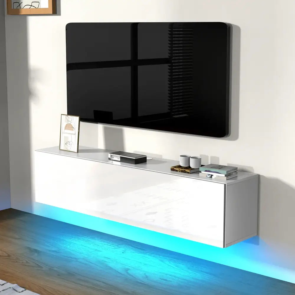 Meuble TV blanc suspendu - Meuble TV