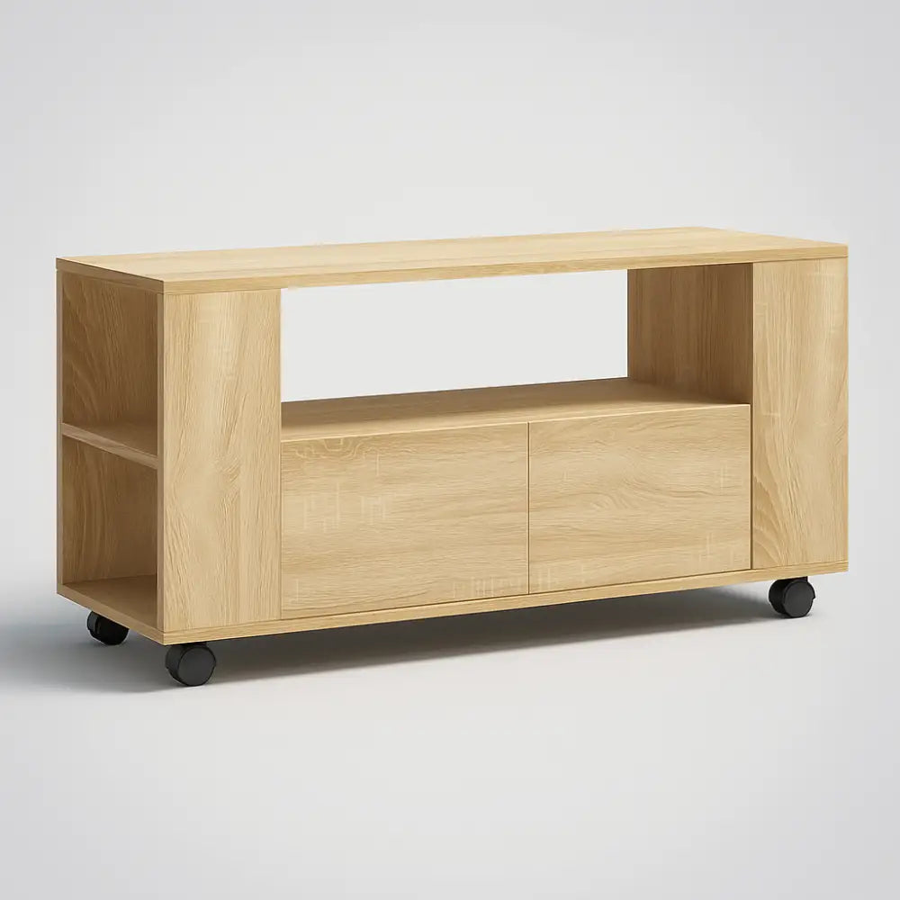 Meuble TV en bois à roulettes - Meuble TV