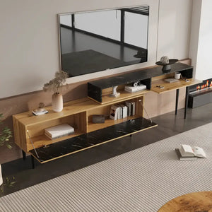 Meuble TV noir et bois - Meuble TV
