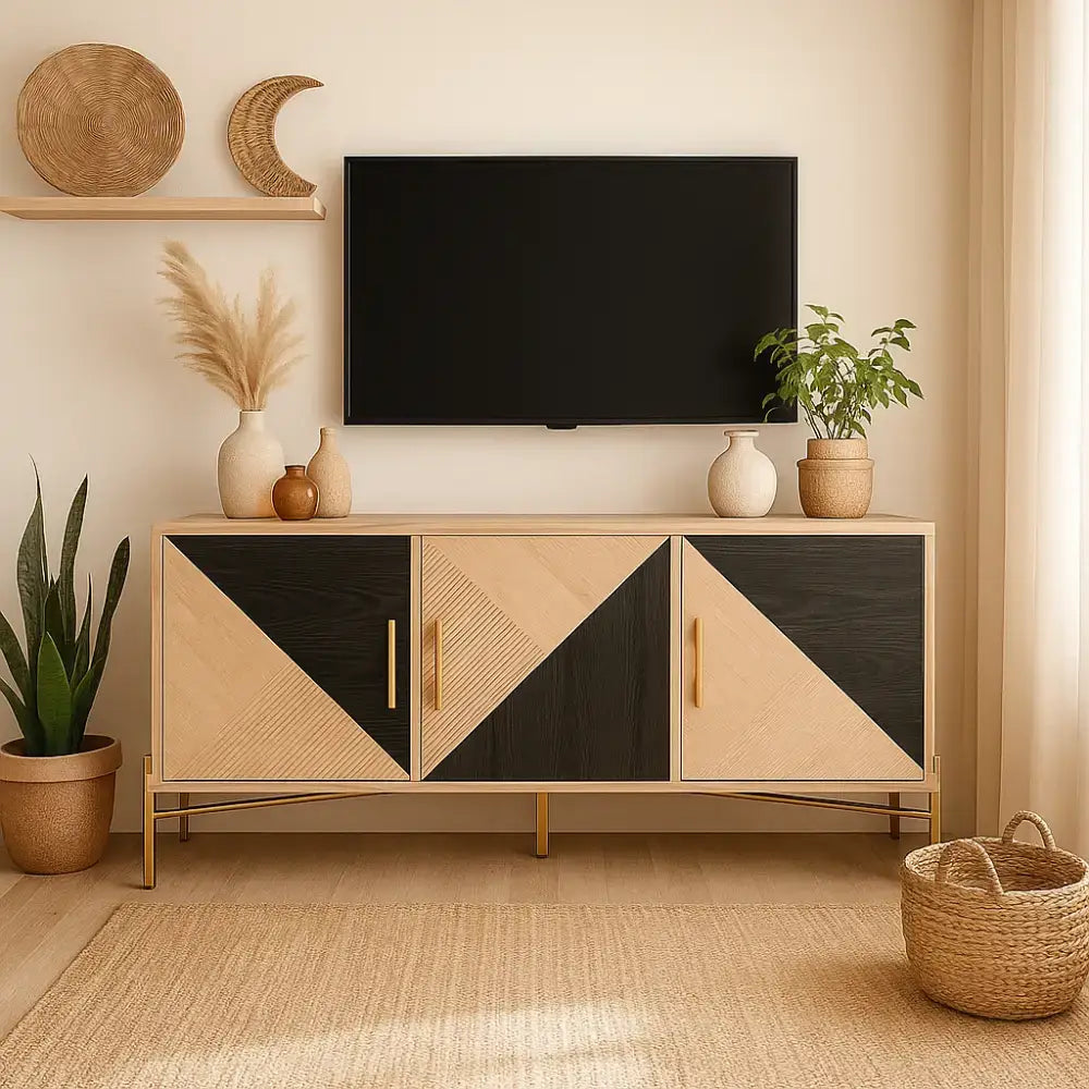 Meuble TV pieds doré - Meuble TV