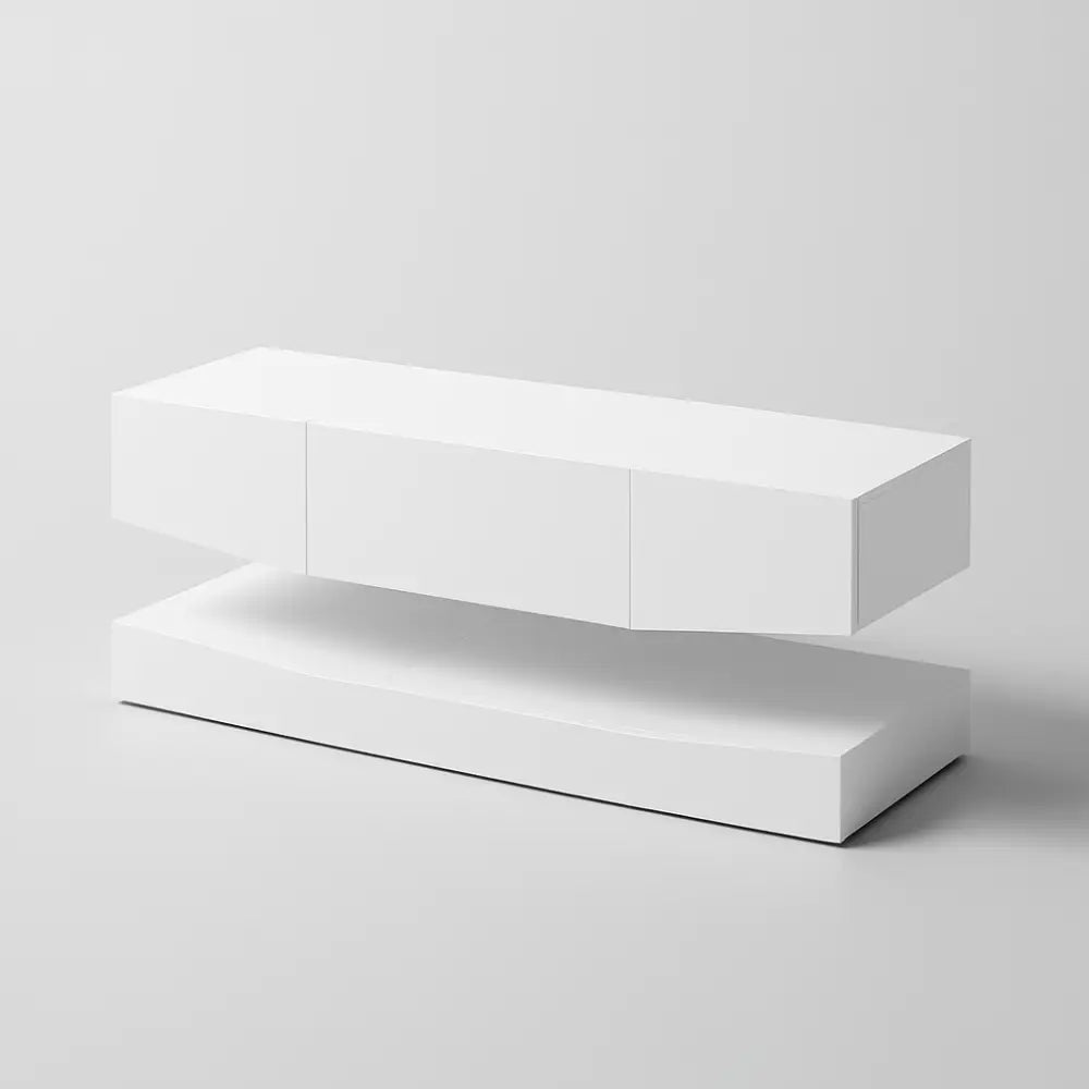 Meuble TV suspendu blanc brillant - Meuble TV