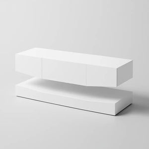 Meuble TV suspendu blanc brillant - Meuble TV