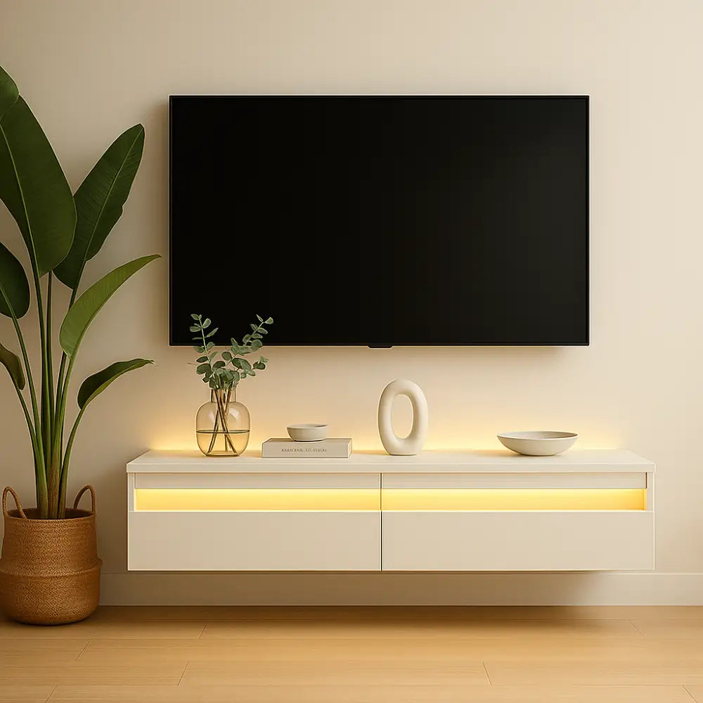meuble tv suspendu blanc mat - Meuble TV