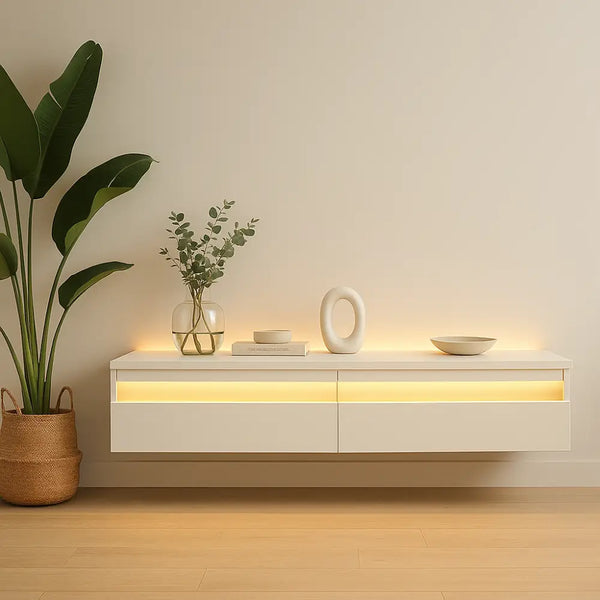 meuble tv suspendu blanc mat - Meuble TV